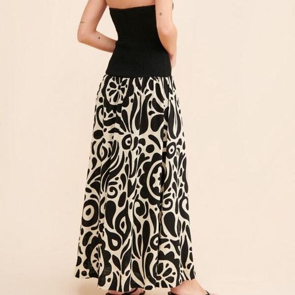 The Wolf Gang Alyss Maxi Dress Noir Floral Black Strapless Low Waisted Sz Small - Picture 2 of 8